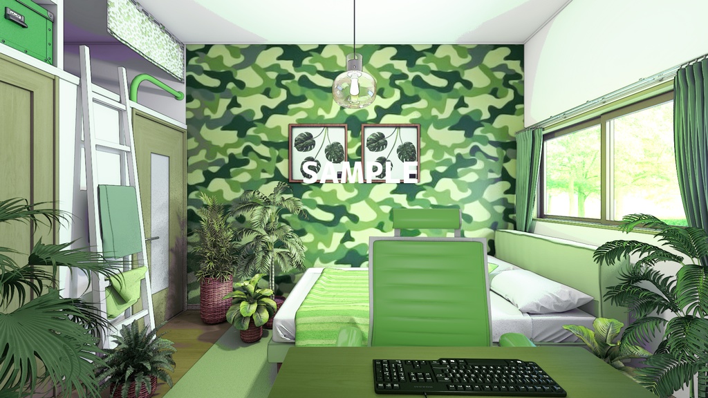 【配信背景】ジャングルにいるかのような緑いっぱいのお部屋