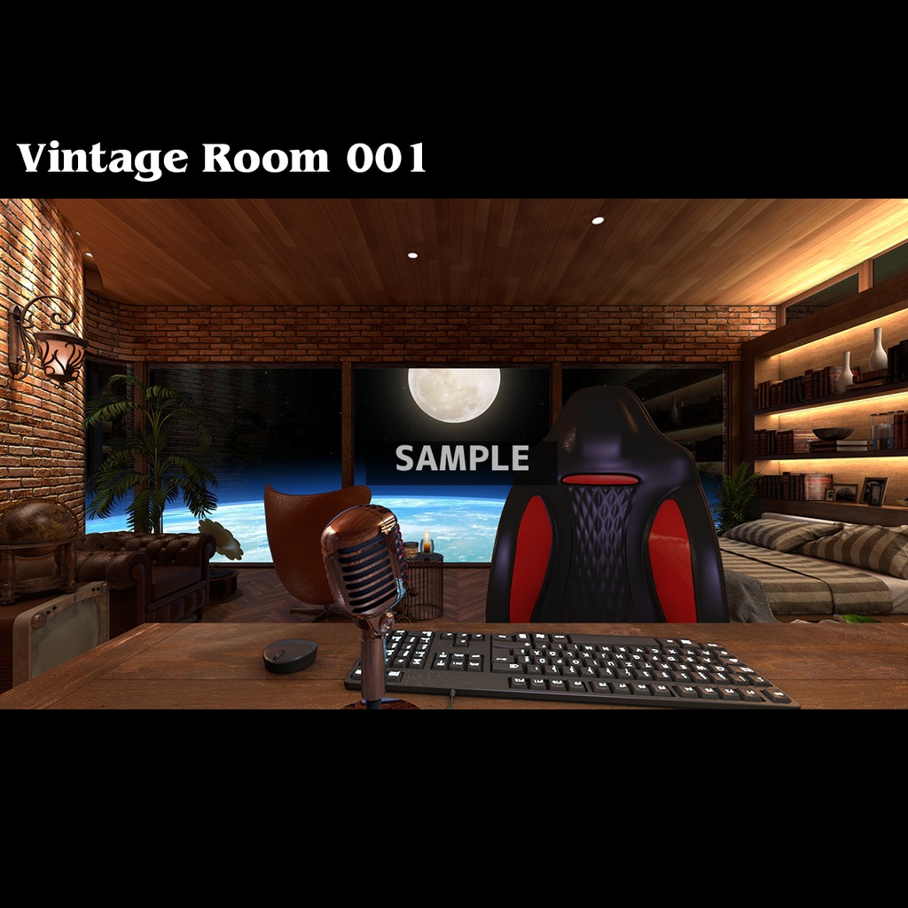 【配信背景】宇宙を旅するヴィンテージルーム3パターン