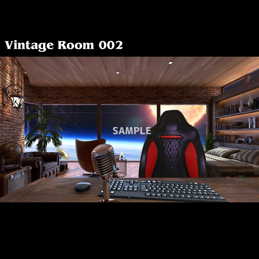 【配信背景】宇宙を旅するヴィンテージルーム3パターン