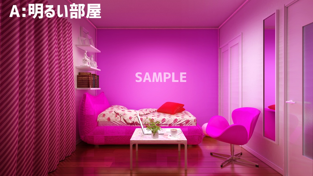 【配信背景】強めピンクネオンのお部屋