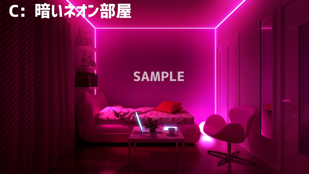 【配信背景】強めピンクネオンのお部屋