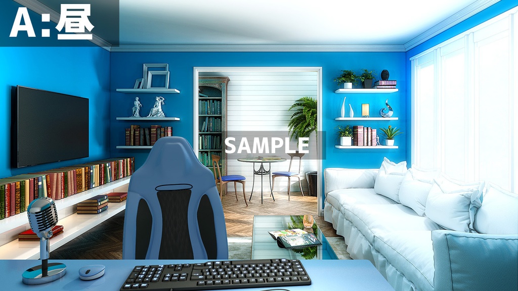 【配信背景】爽やかで知的な雰囲気のお部屋