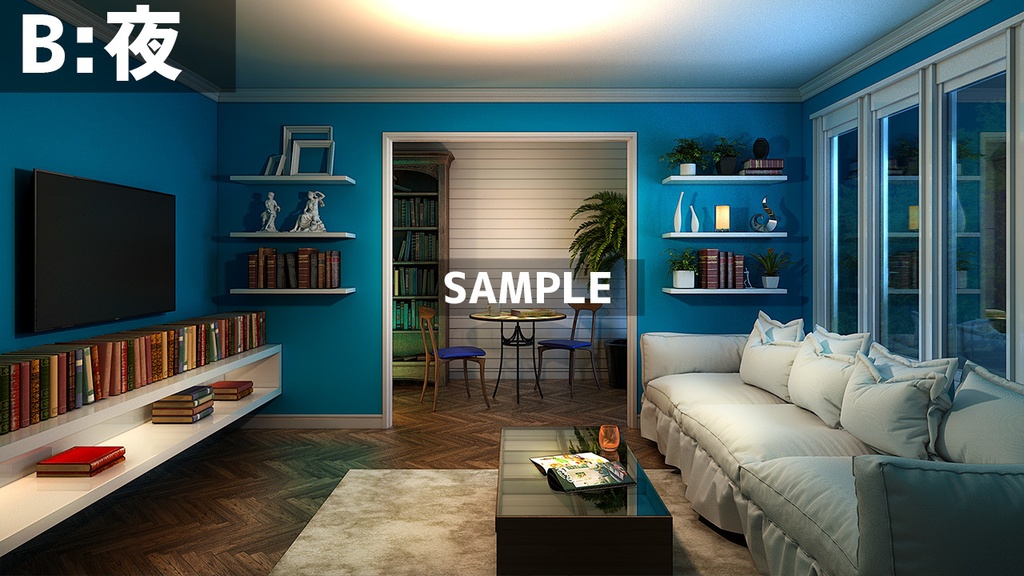 【配信背景】爽やかで知的な雰囲気のお部屋