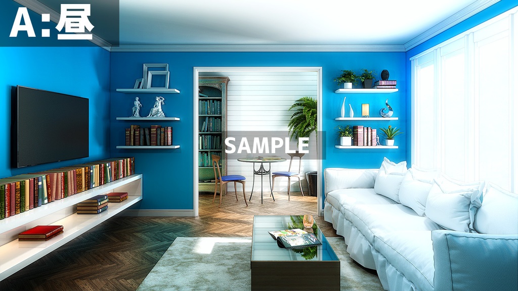 【配信背景】爽やかで知的な雰囲気のお部屋