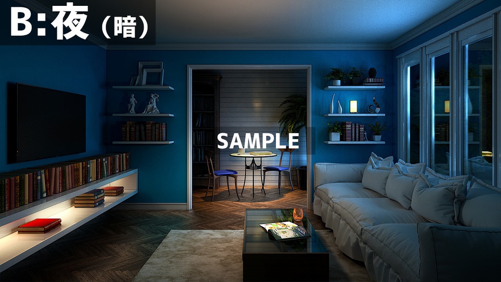 【配信背景】爽やかで知的な雰囲気のお部屋