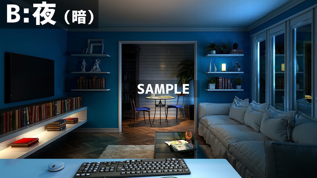 【配信背景】爽やかで知的な雰囲気のお部屋