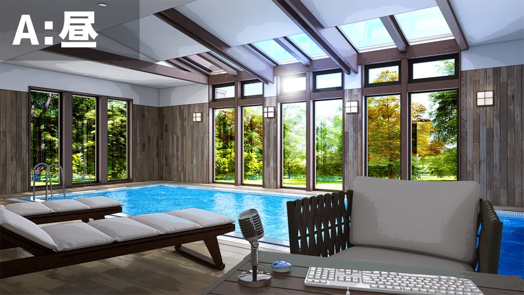 【動く背景】夏!プールサイドの配信部屋