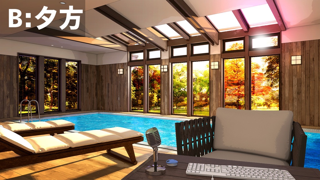 【動く背景】夏!プールサイドの配信部屋