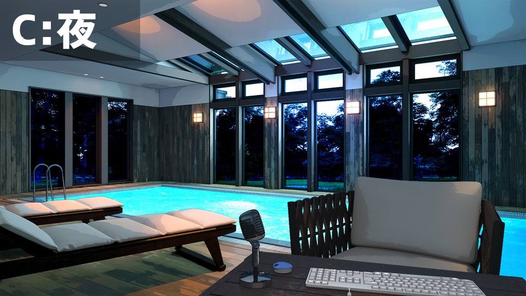 【動く背景】夏!プールサイドの配信部屋