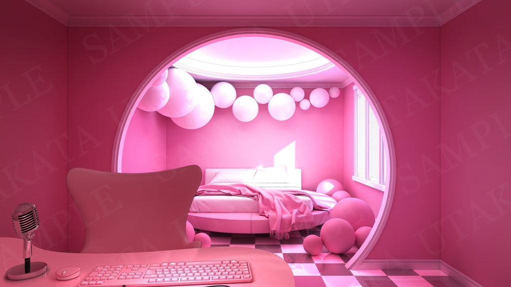 【配信背景】スイート甘々ピンク系ルーム