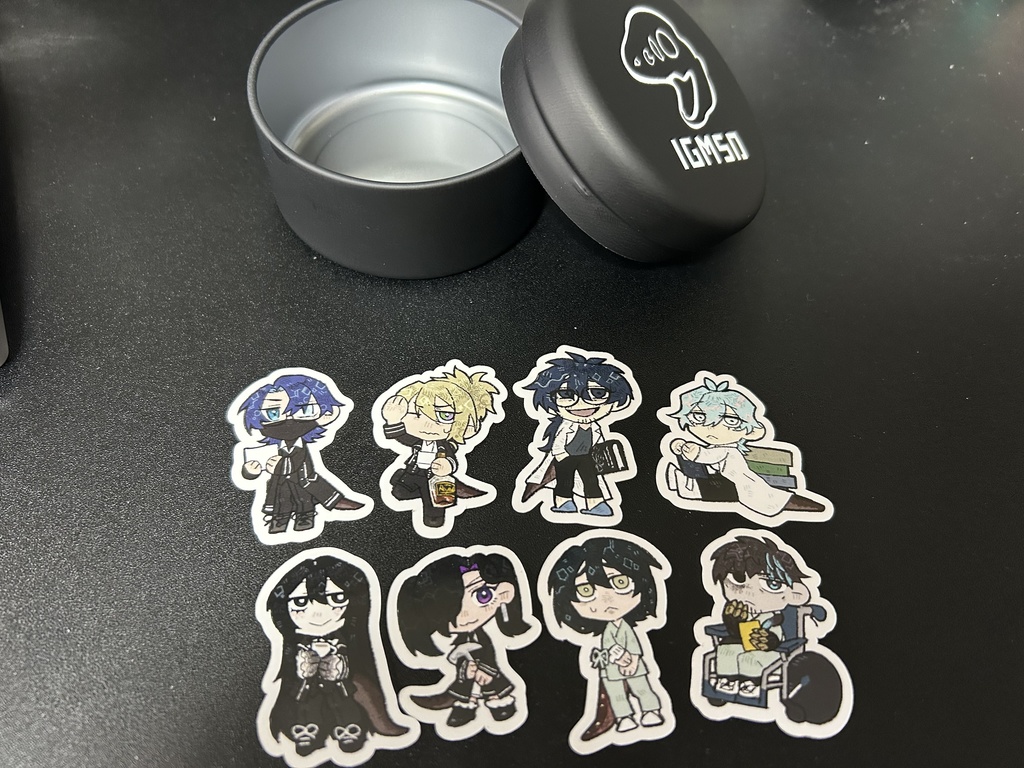 【インセデグッズ】丸缶付きオールキャラフレークシール