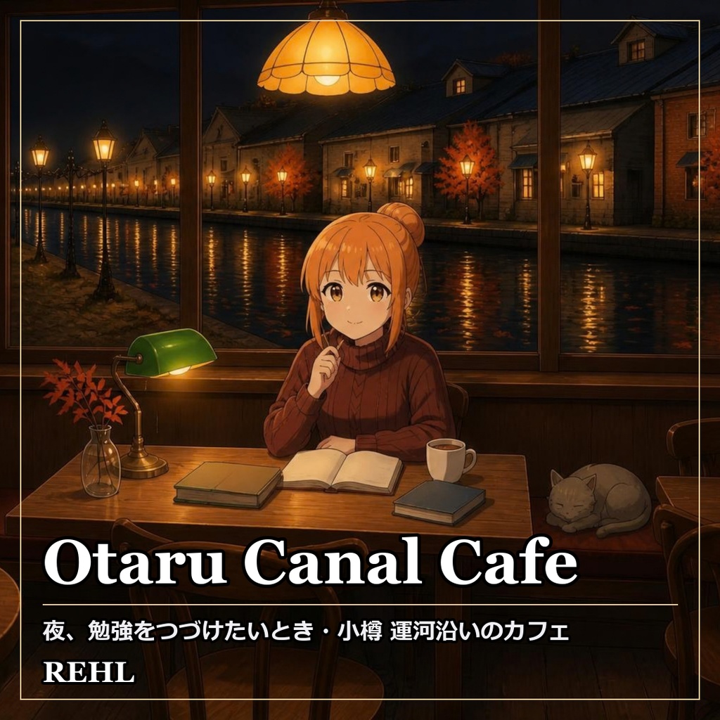 【著作権フリーBGM】夜の勉強に流すカフェLo-fi 8曲《小樽 運河沿いのカフェ》|作業・勉強・配信/商用利用OK