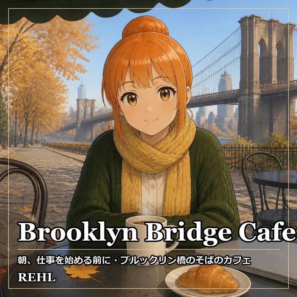 【著作権フリーBGM】朝の作業に流すカフェLo-fi 8曲《ブルックリン橋のそばのカフェ》｜作業・勉強・配信／商用利用OK