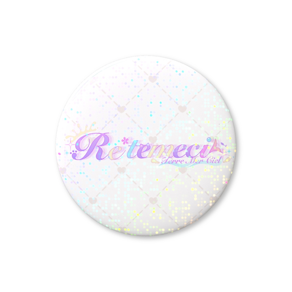 ロゴ缶バッジ（白×グリッター）