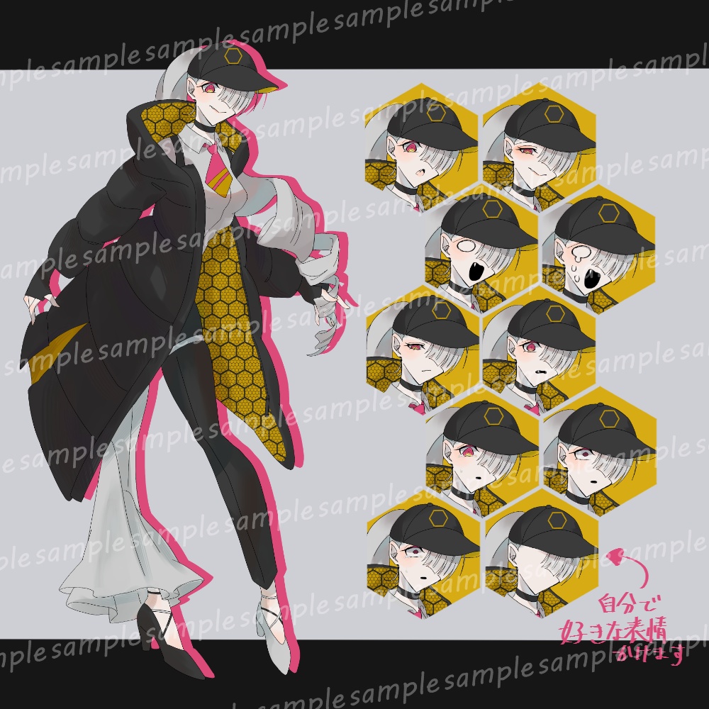 【全身立ち絵素材】銀髪ポニーテール女子