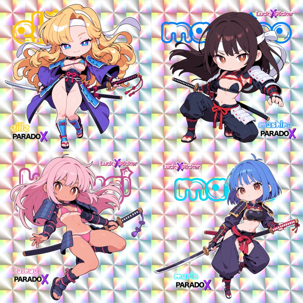 『9/20発売』サムライVer「D」(ホログラム)4枚セット＋おまけアートシール4種コンプセット