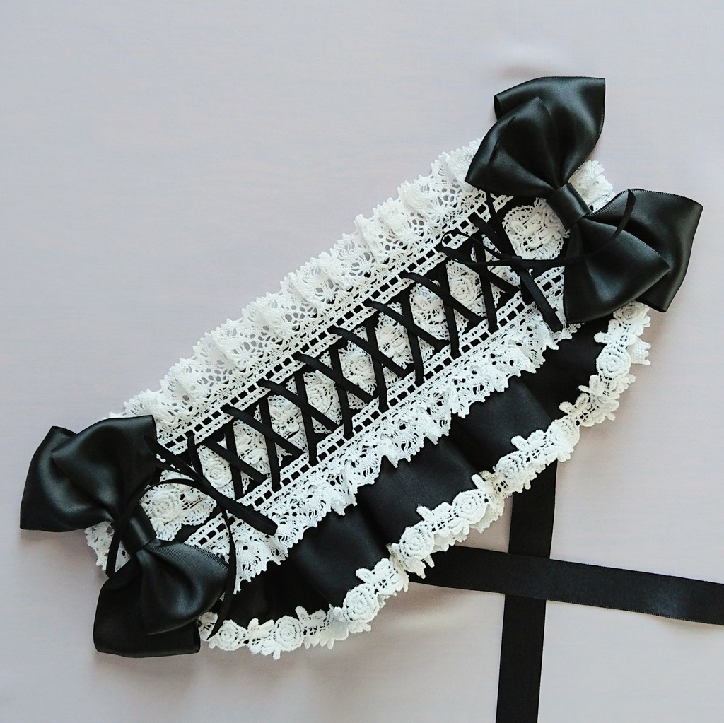 編み上げハーフボンネット風ヘッドドレス