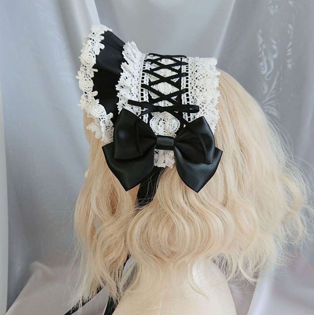 編み上げハーフボンネット風ヘッドドレス