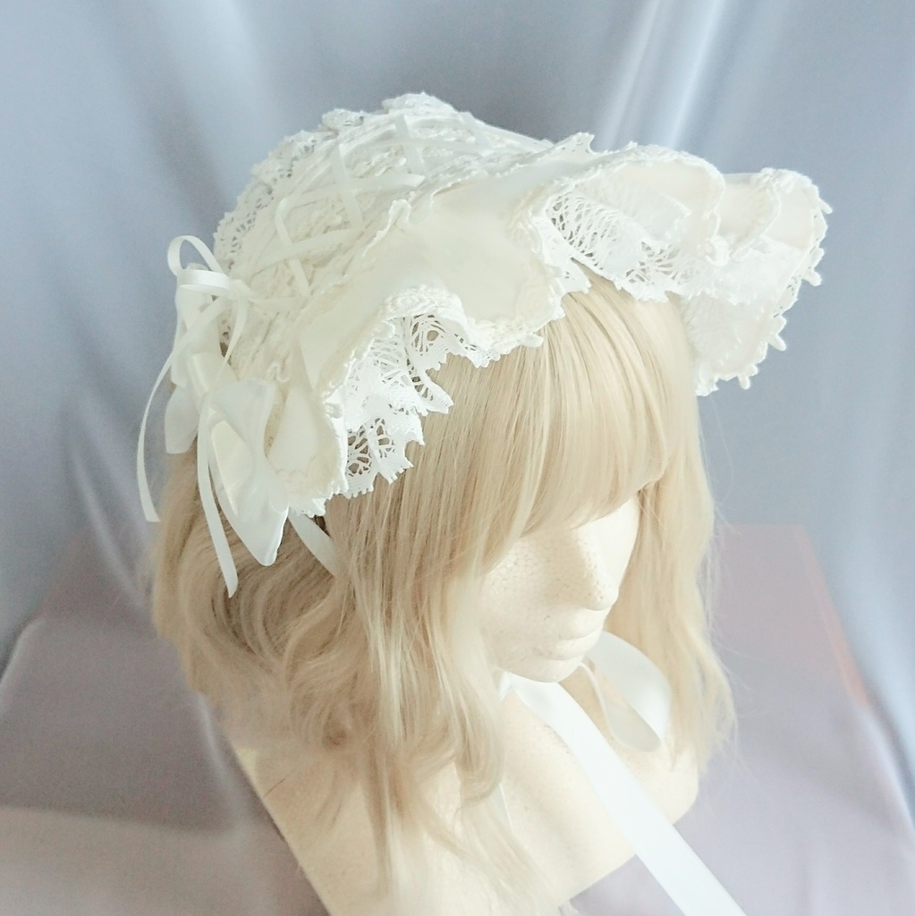 編み上げハーフボンネット風ヘッドドレス