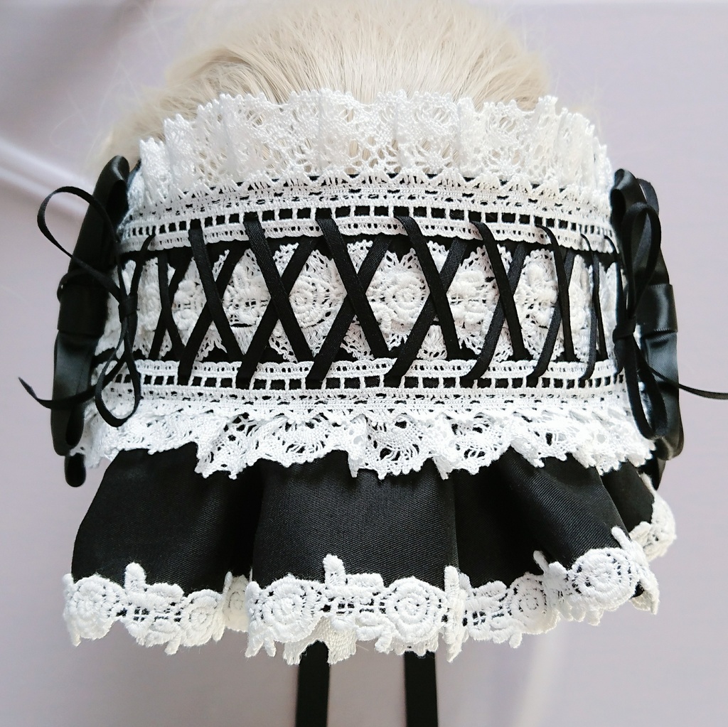 編み上げハーフボンネット風ヘッドドレス