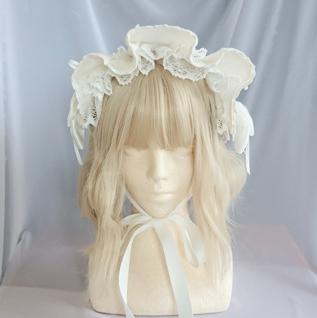 編み上げハーフボンネット風ヘッドドレス