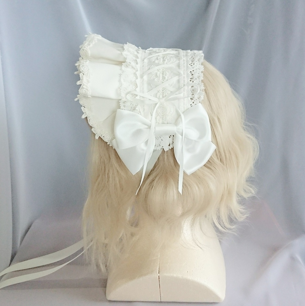 編み上げハーフボンネット風ヘッドドレス