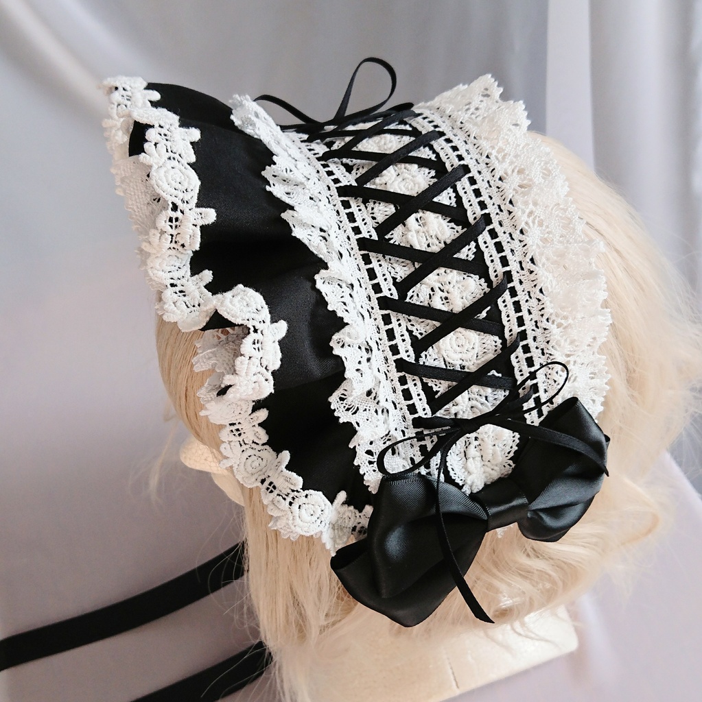 編み上げハーフボンネット風ヘッドドレス