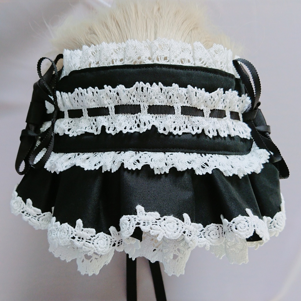 グログランリボンのハーフボンネット風ヘッドドレス