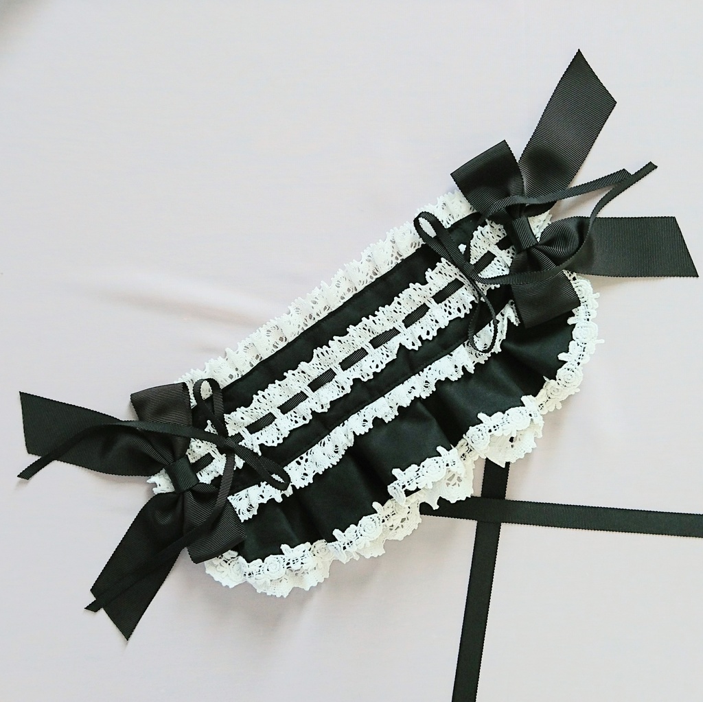 グログランリボンのハーフボンネット風ヘッドドレス