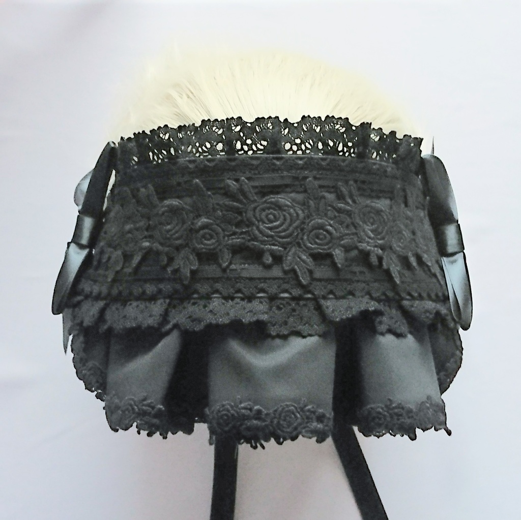 バラとはしごレースのハーフボンネット風ヘッドドレス