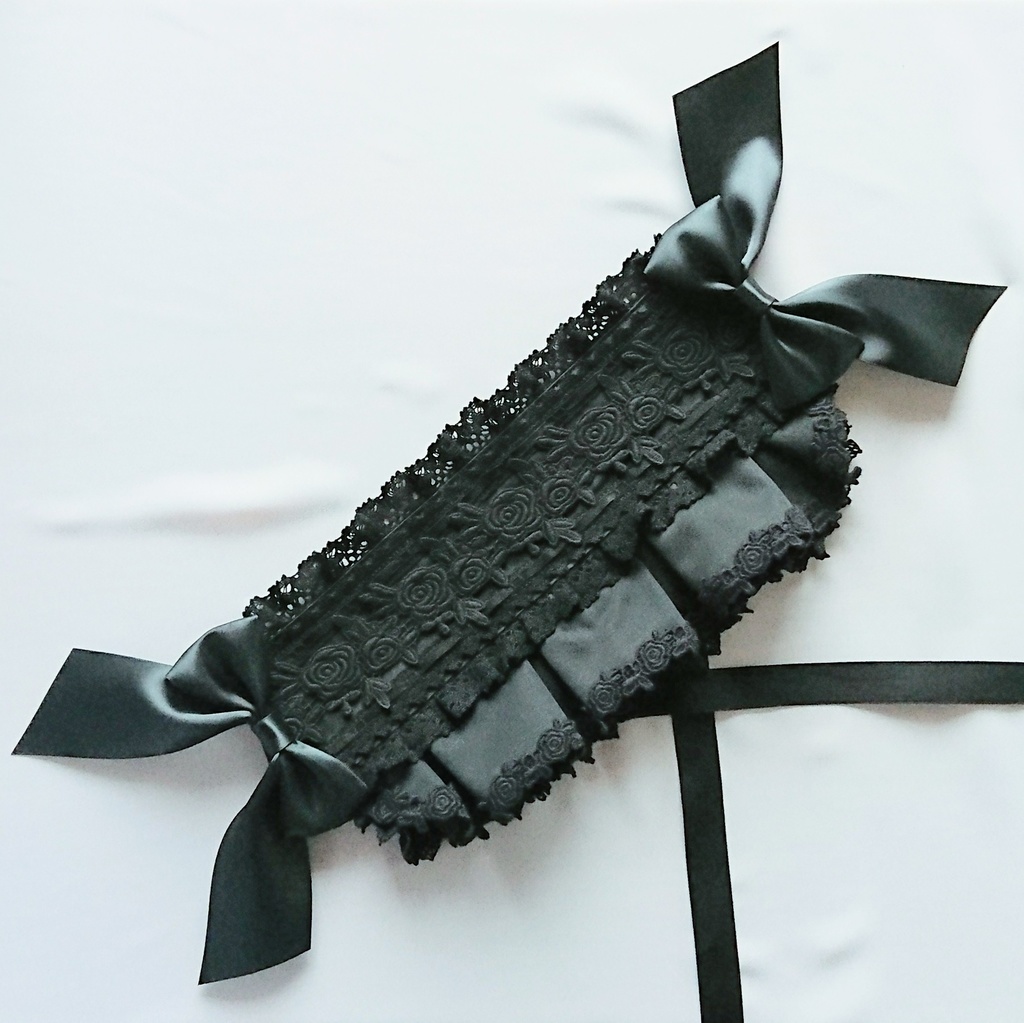 バラとはしごレースのハーフボンネット風ヘッドドレス