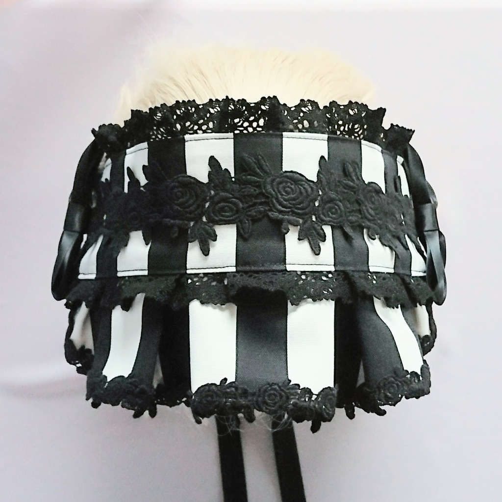 ストライプハーフボンネット風ヘッドドレス