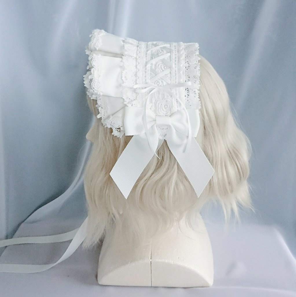 編み上げハーフボンネット風ヘッドドレス