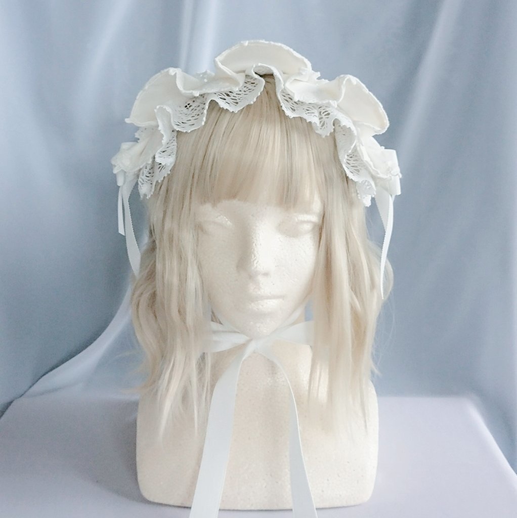 編み上げハーフボンネット風ヘッドドレス