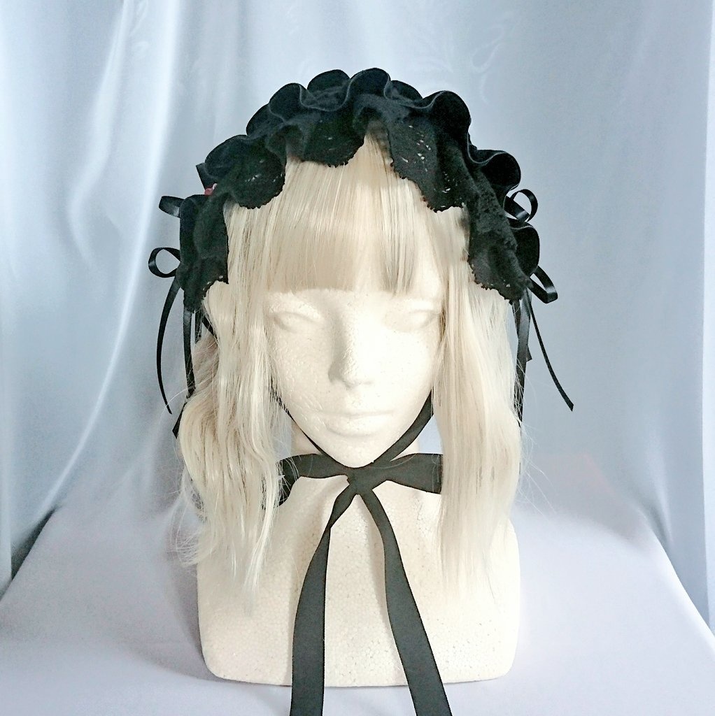 バラのプラボタン付きベルベットヘッドドレス+リングセット