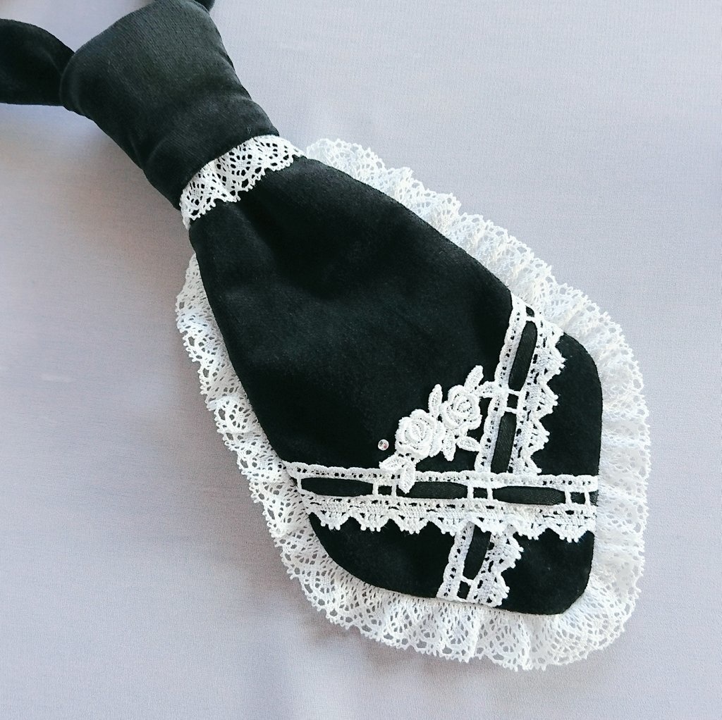 別珍ミニネクタイとヘッドドレスセット