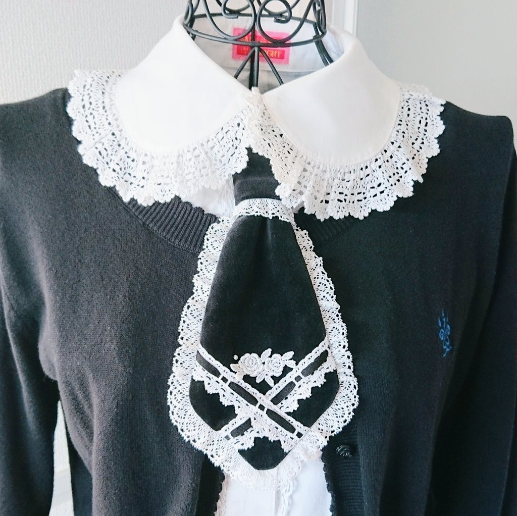 別珍ミニネクタイとヘッドドレスセット