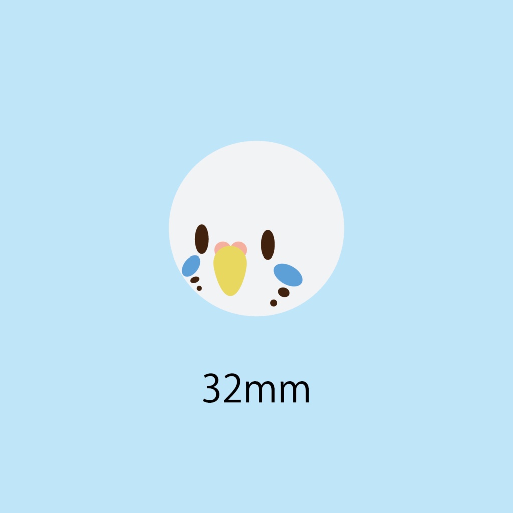 セキセイインコ缶バッチ青色