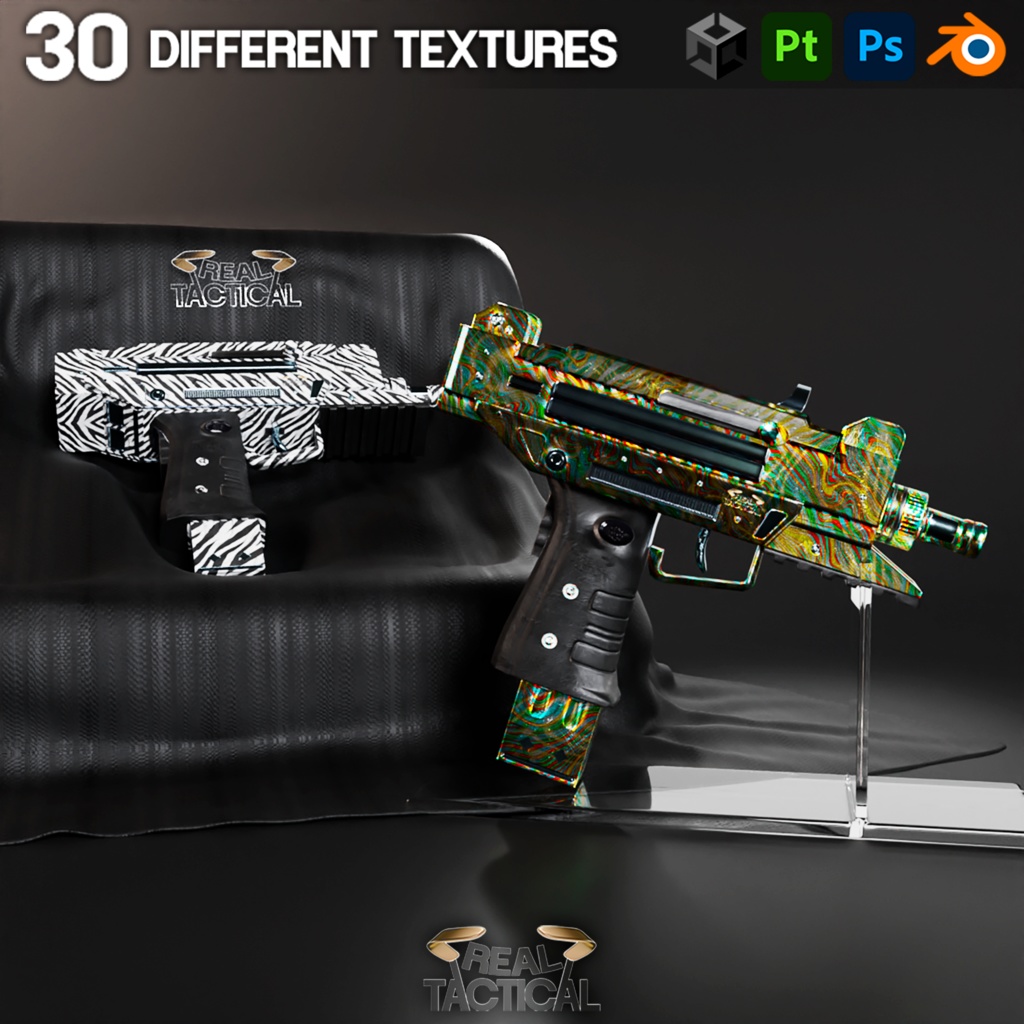 Low Poly Uzzi / 30 Different materials