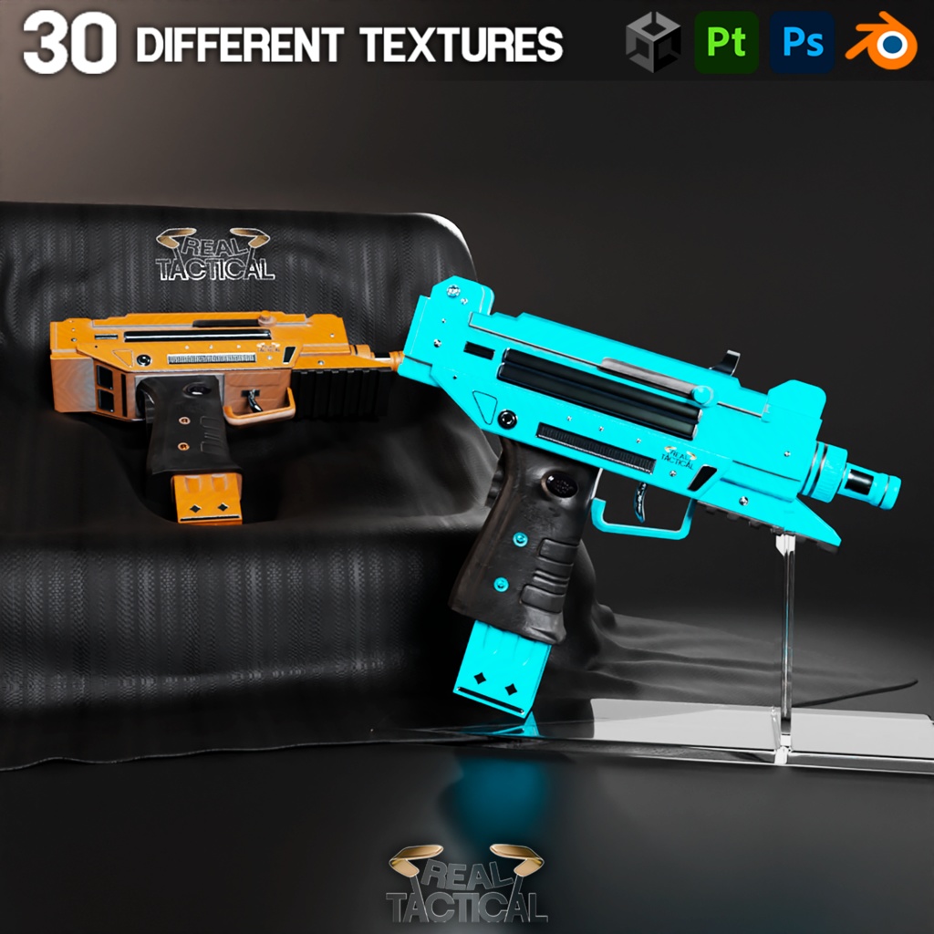 Low Poly Uzzi / 30 Different materials