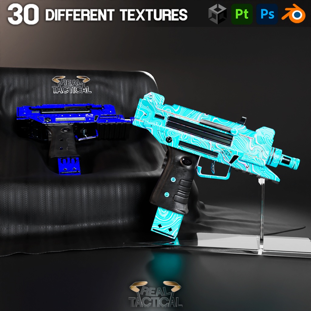 Low Poly Uzzi / 30 Different materials