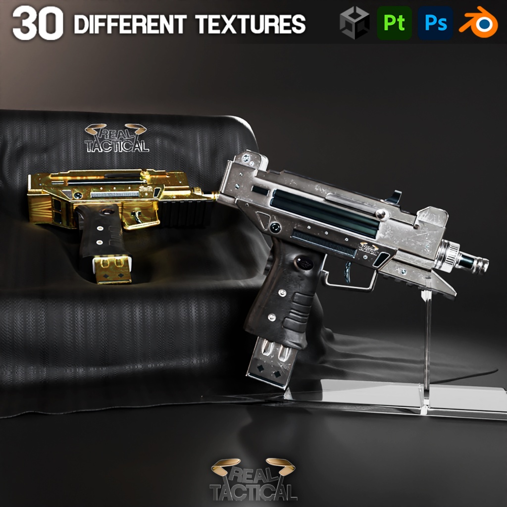 Low Poly Uzzi / 30 Different materials