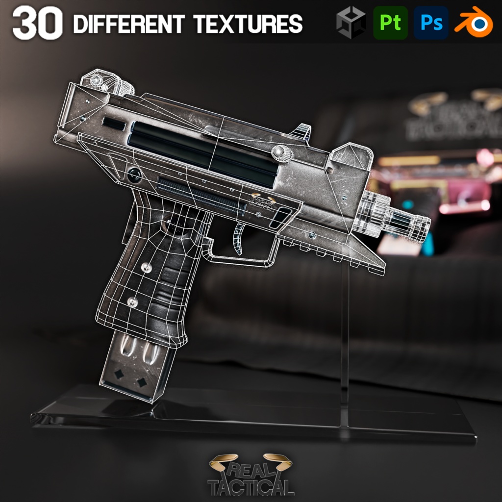 Low Poly Uzzi / 30 Different materials