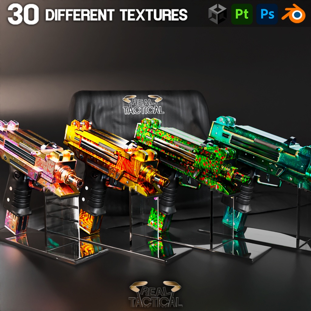 Low Poly Uzzi / 30 Different materials