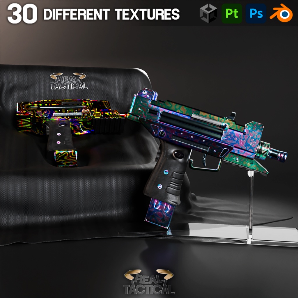 Low Poly Uzzi / 30 Different materials