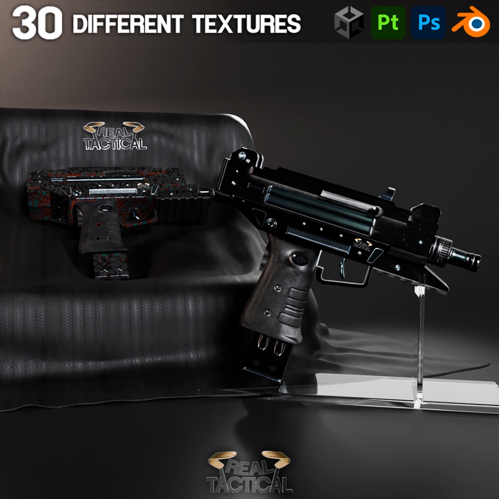 Low Poly Uzzi / 30 Different materials