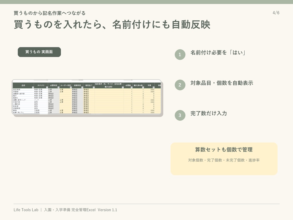 入園・入学準備Excel|やること・買うもの・提出物・名前付け・予算をまとめて管理