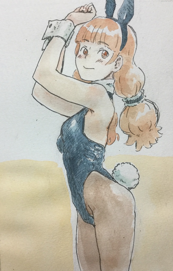 手描き水彩イラスト　バニーガール天ノ川きらら