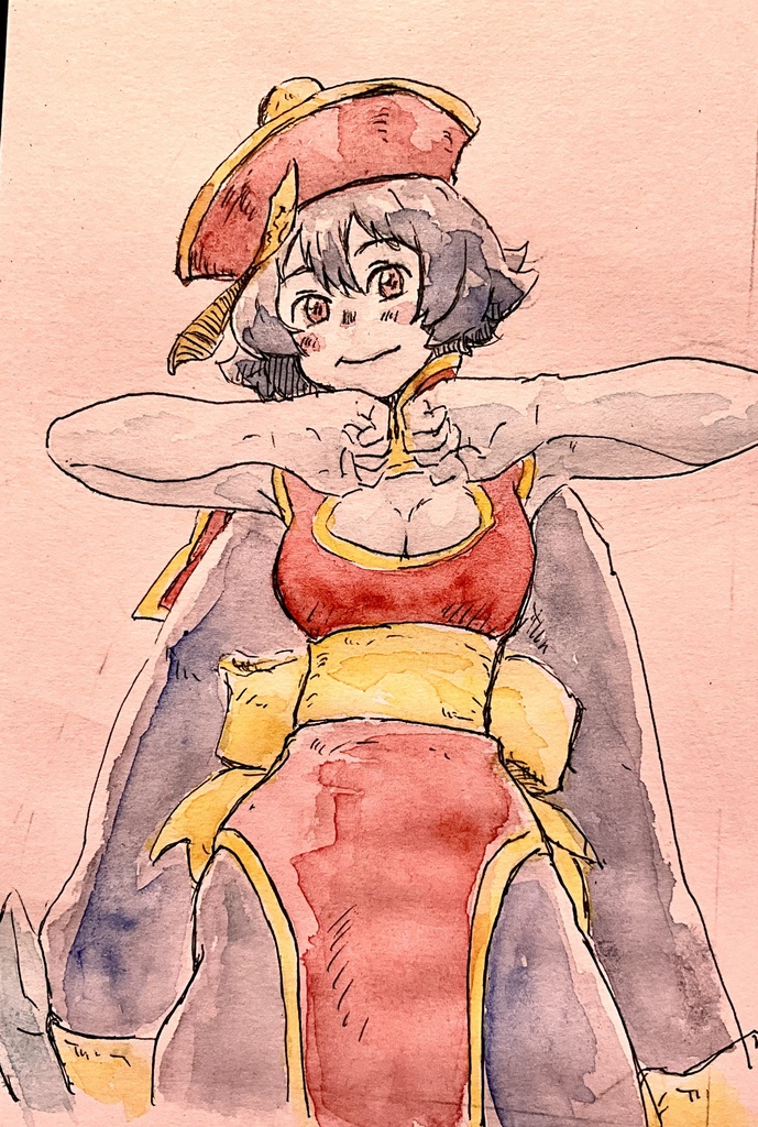 アナログ水彩イラスト　レイレイ