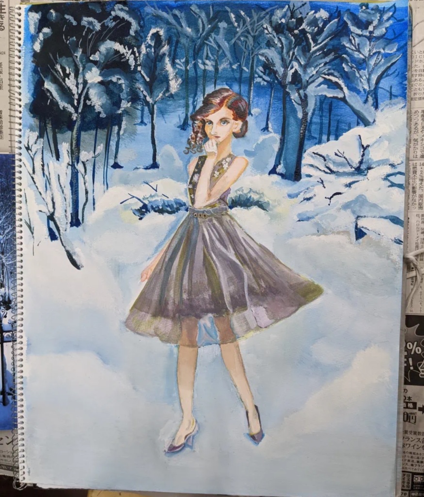 白い森の記憶|透明水彩原画 F6